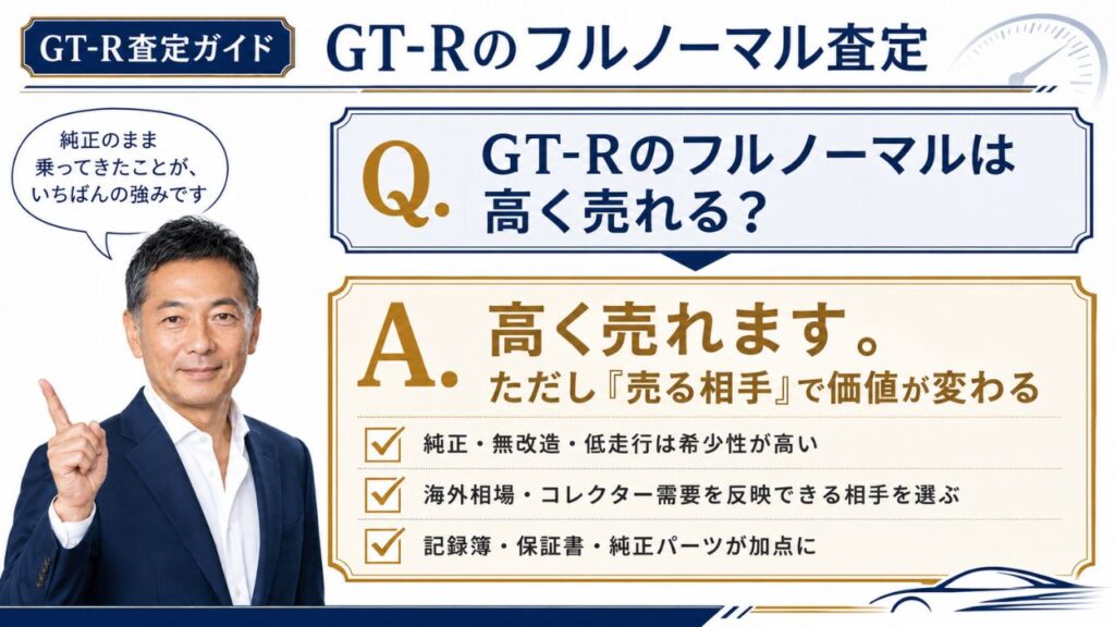 フルノーマルのGT-Rを高く売る売り先の選び方を元査定士が解説